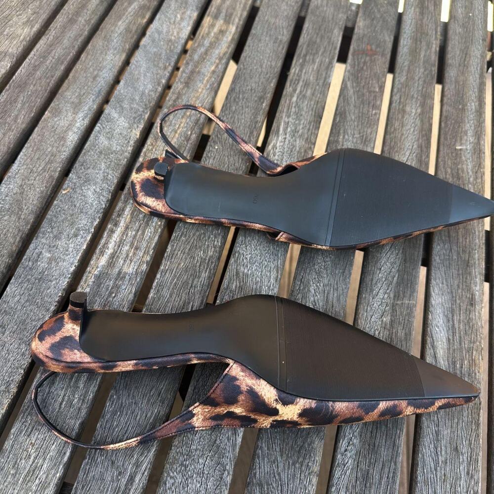 Source Unknown Lafu Leopard Print Satin Slingback… - image 6